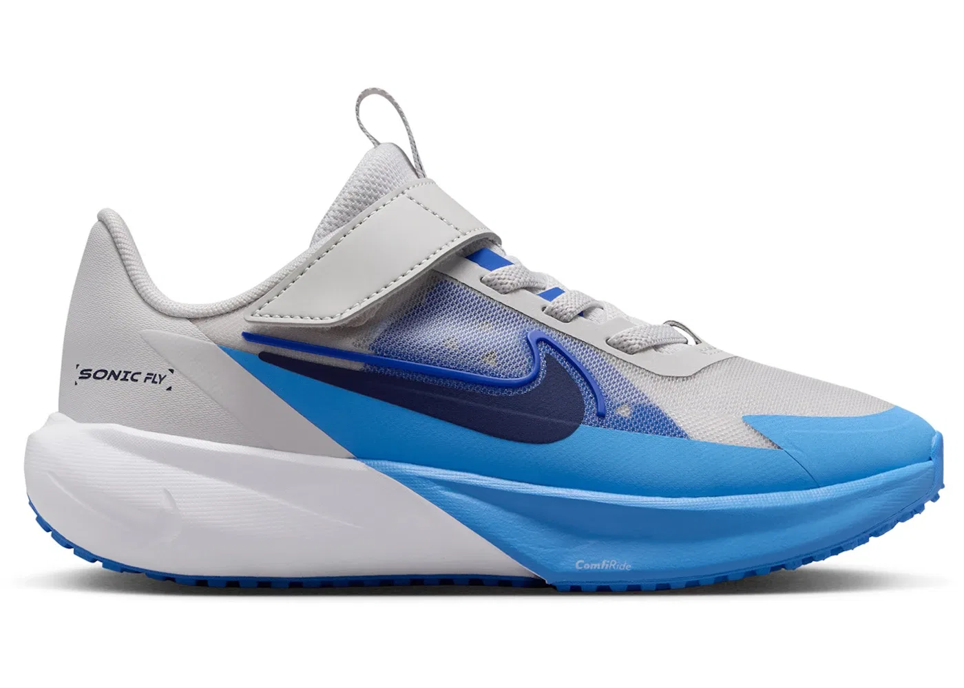 Детские кроссовки беговые Nike Sonic Fly, Vast Grey/Game Royal/University Blue/Midnight Navy