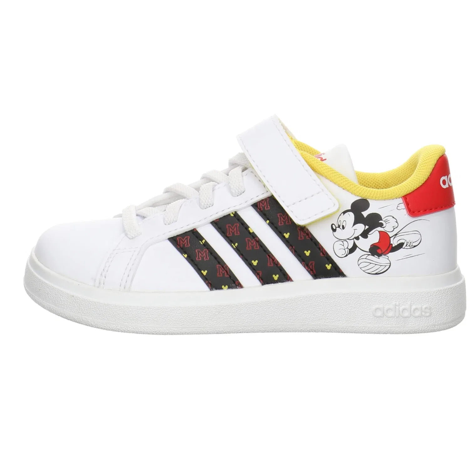 Детские кроссовки для мальчиков с принтом Grand Court Mickey El K Adidas, White Black — фото 2