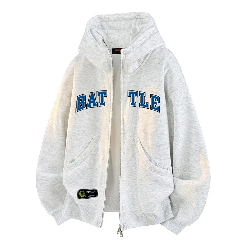 Детский худи унисекс на молнии с капюшоном BALENO, White Heather Gray