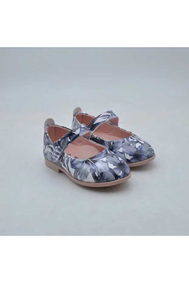 Детские балетки с цветочным принтом Arçın Shoes, Blue