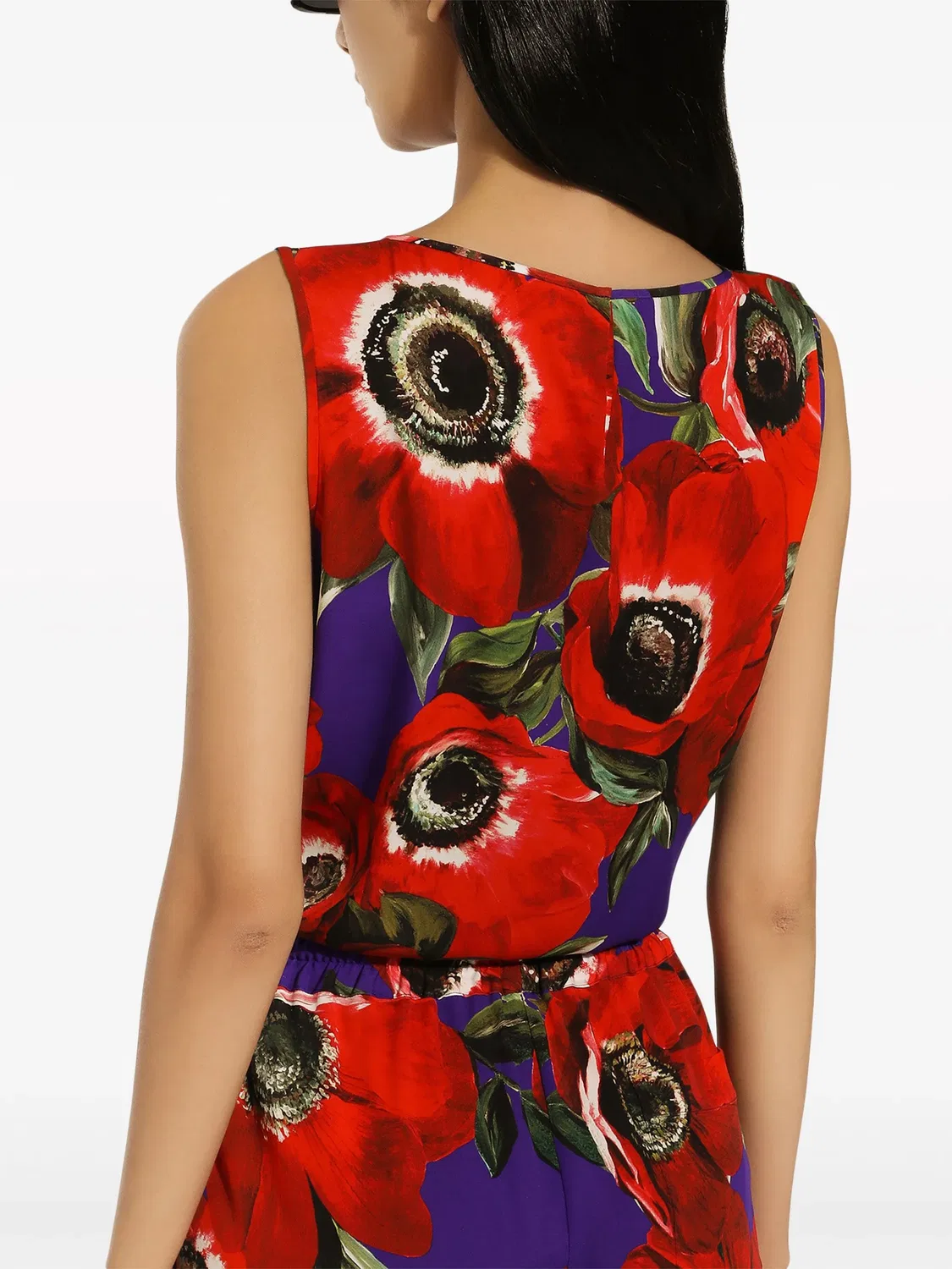 Топ из шелкового микса с маковым принтом Dolce & Gabbana, фиолетовый — фото 2