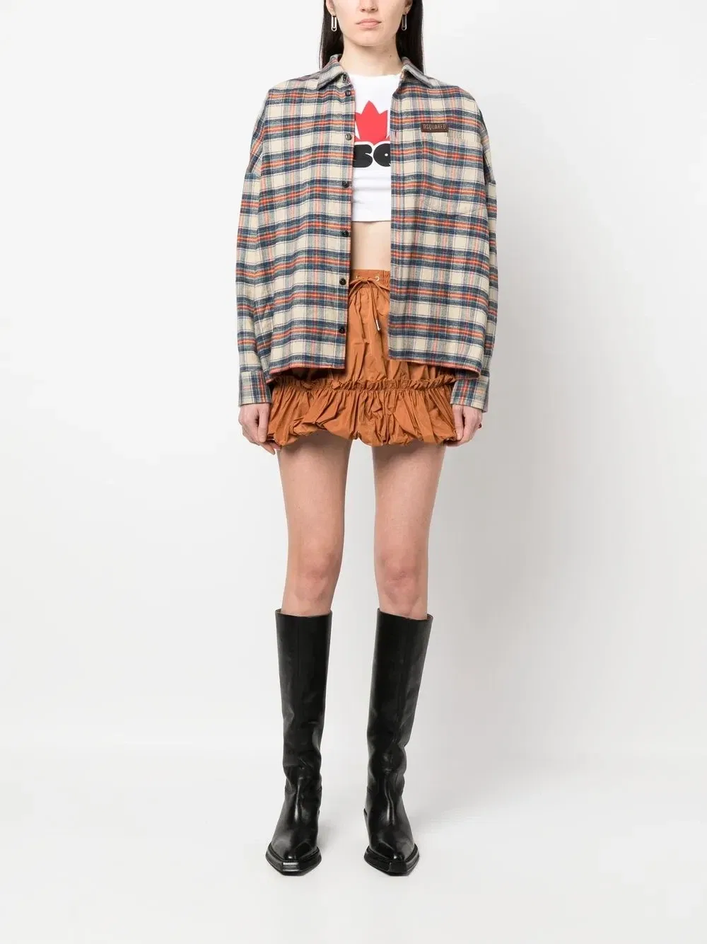 Футболка укороченная с принтом SQ2 Dsquared2, белый — фото 2
