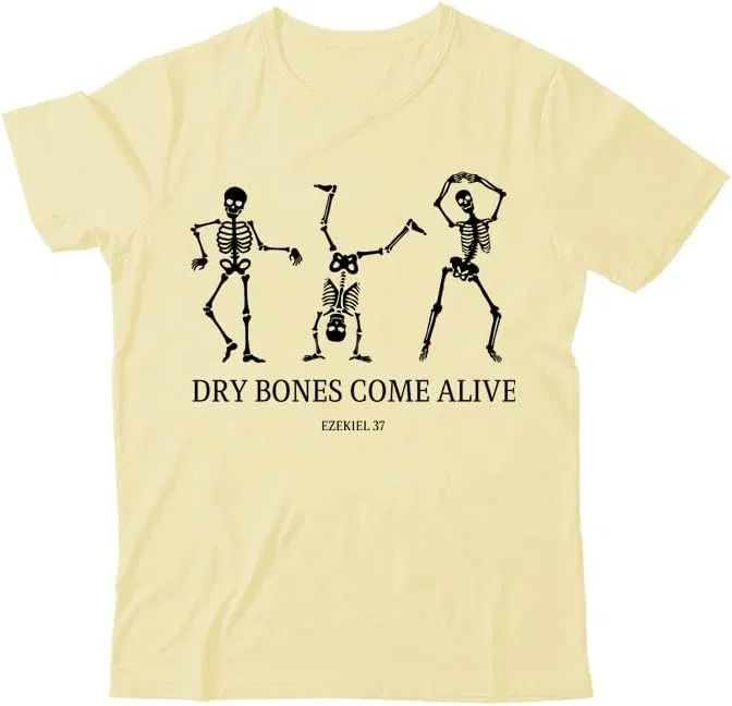 Футболка с принтом скелетов Dry Bones Come Alive, Creamy Yellow