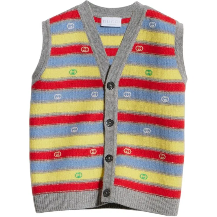 Детский жилет без рукавов с V-образным вырезом Pre School Vests V Neck Moderate GUCCI, Multicolor — фото 3