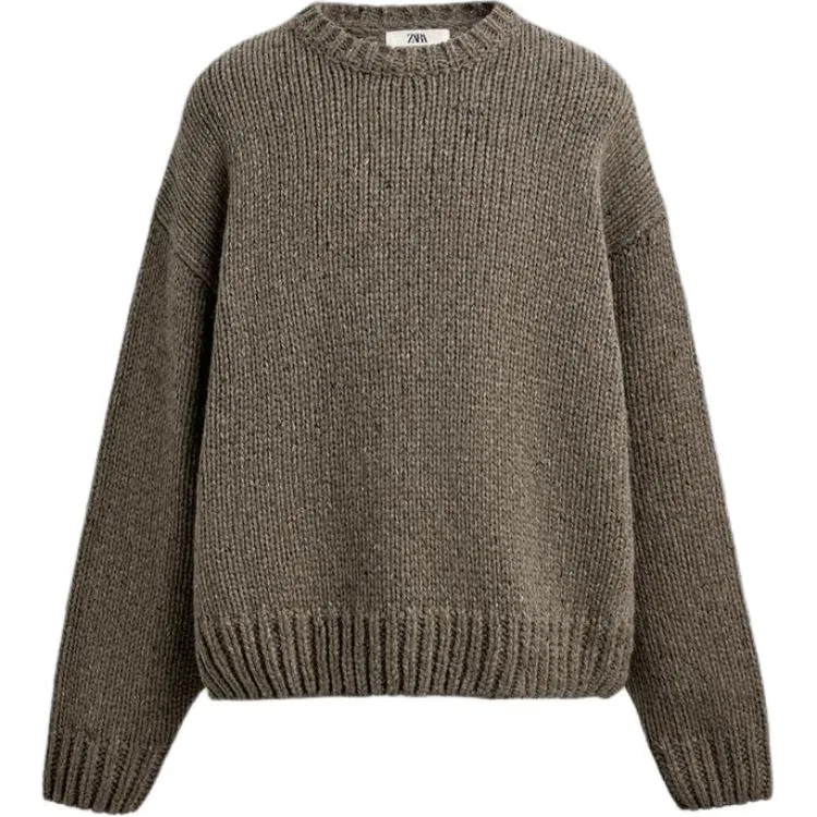 Мужской свитер с круглым вырезом Dark Taupe, ZARA