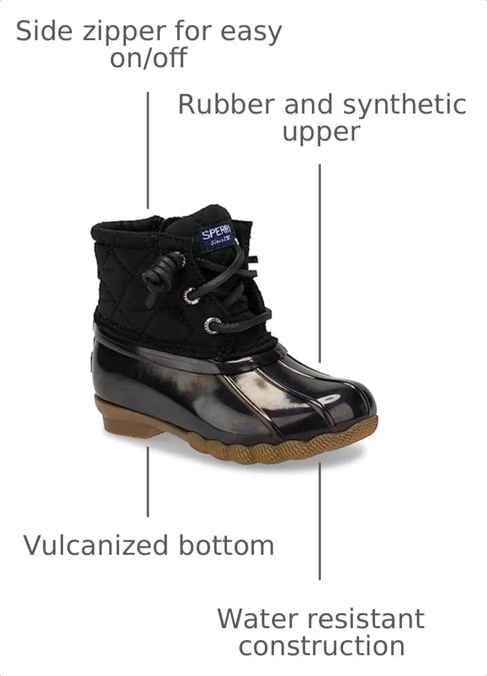 Детские сапоги для девочек с принтом Saltwater Rain Boot Sperry, Black — фото 3