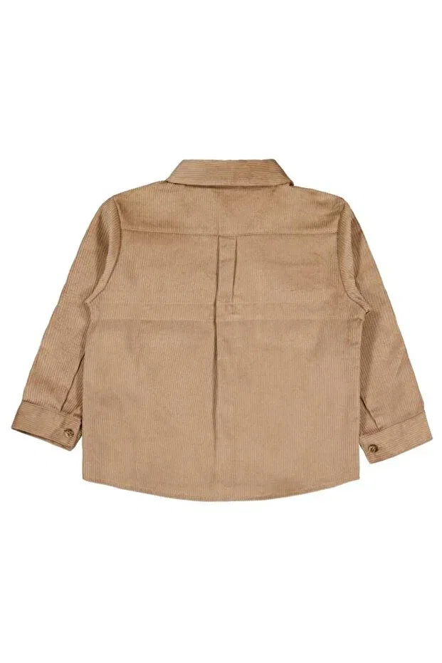 Детская рубашка для мальчиков с длинным рукавом Double Pocket Velvet Shirt Civil Boys, Taupe — фото 2