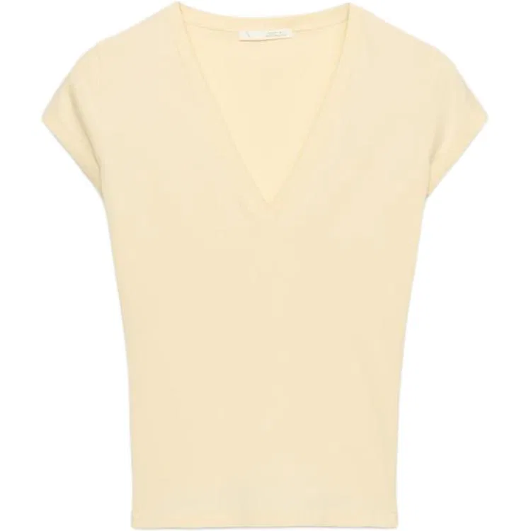 Женская футболка с V-образным вырезом Yellow ZARA, Желтый
