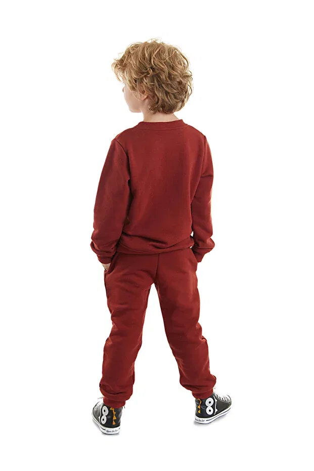 Детский спортивный комплект для мальчиков с вышивкой Tiger Denokids, Burgundy — фото 3