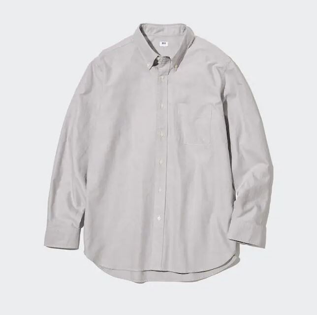 

Рубашка оксфордская классического кроя Uniqlo Regular Fit Oxford, серый