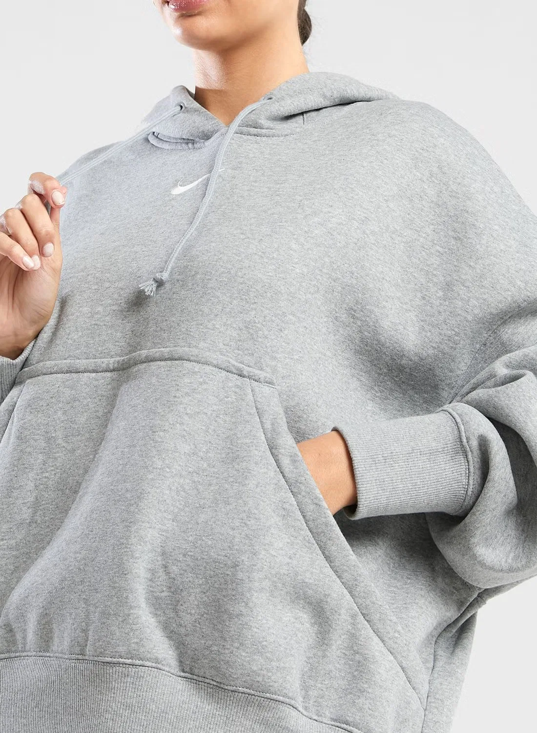 Худи на молнии с оверсайз-деталями Nsw Phoenix Fleece Nike, серый — фото 3