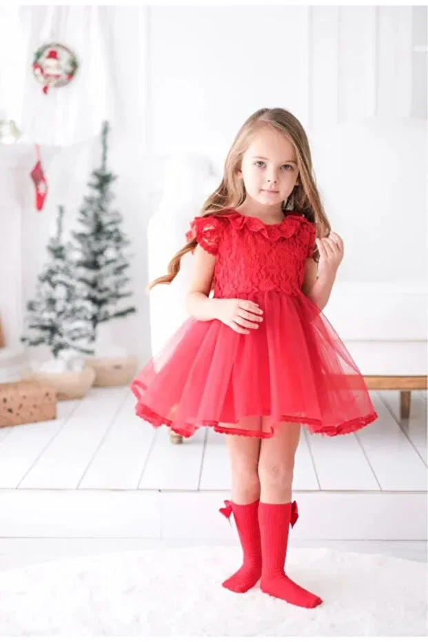 Детское платье для девочек хлопковое Lily Aysskids, Red