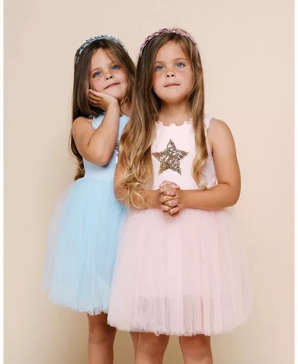 Детское платье для девочек с принтом Tutu Dress Petite Hailey, Peach — фото 2