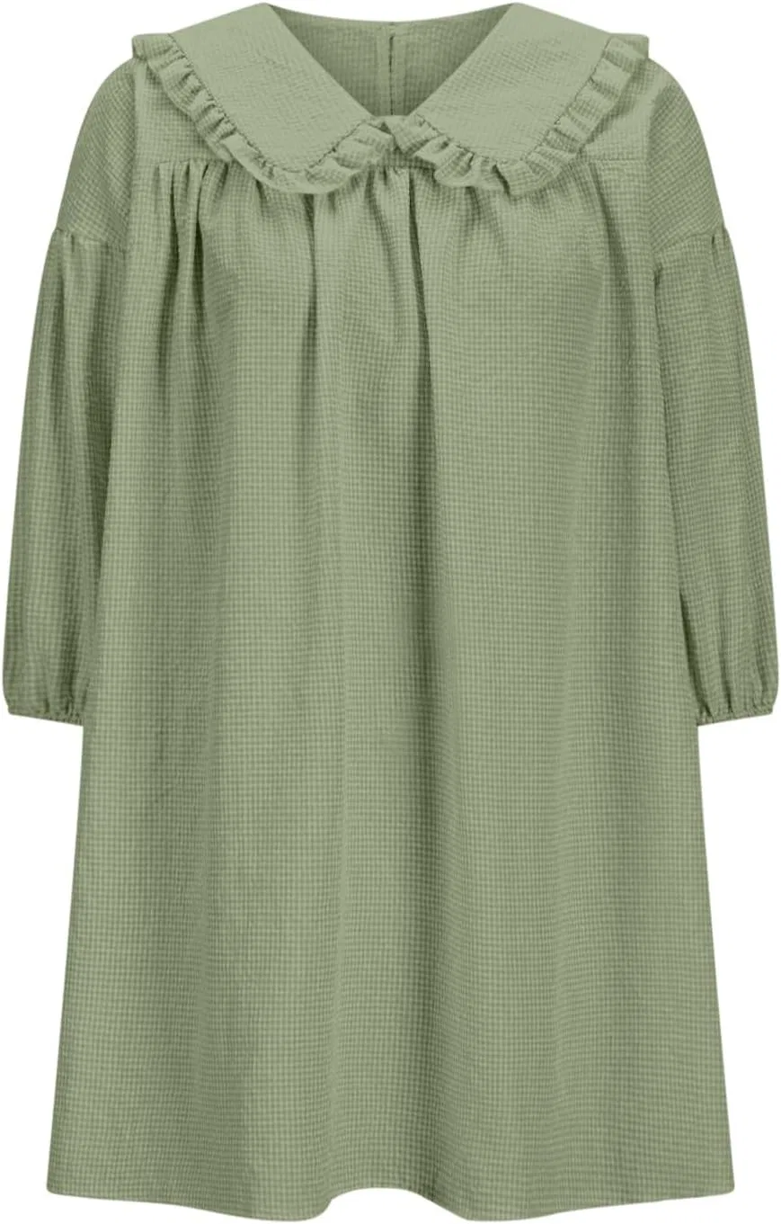 Женское мини-платье с принтом в клетку Babydoll, Green — фото 4