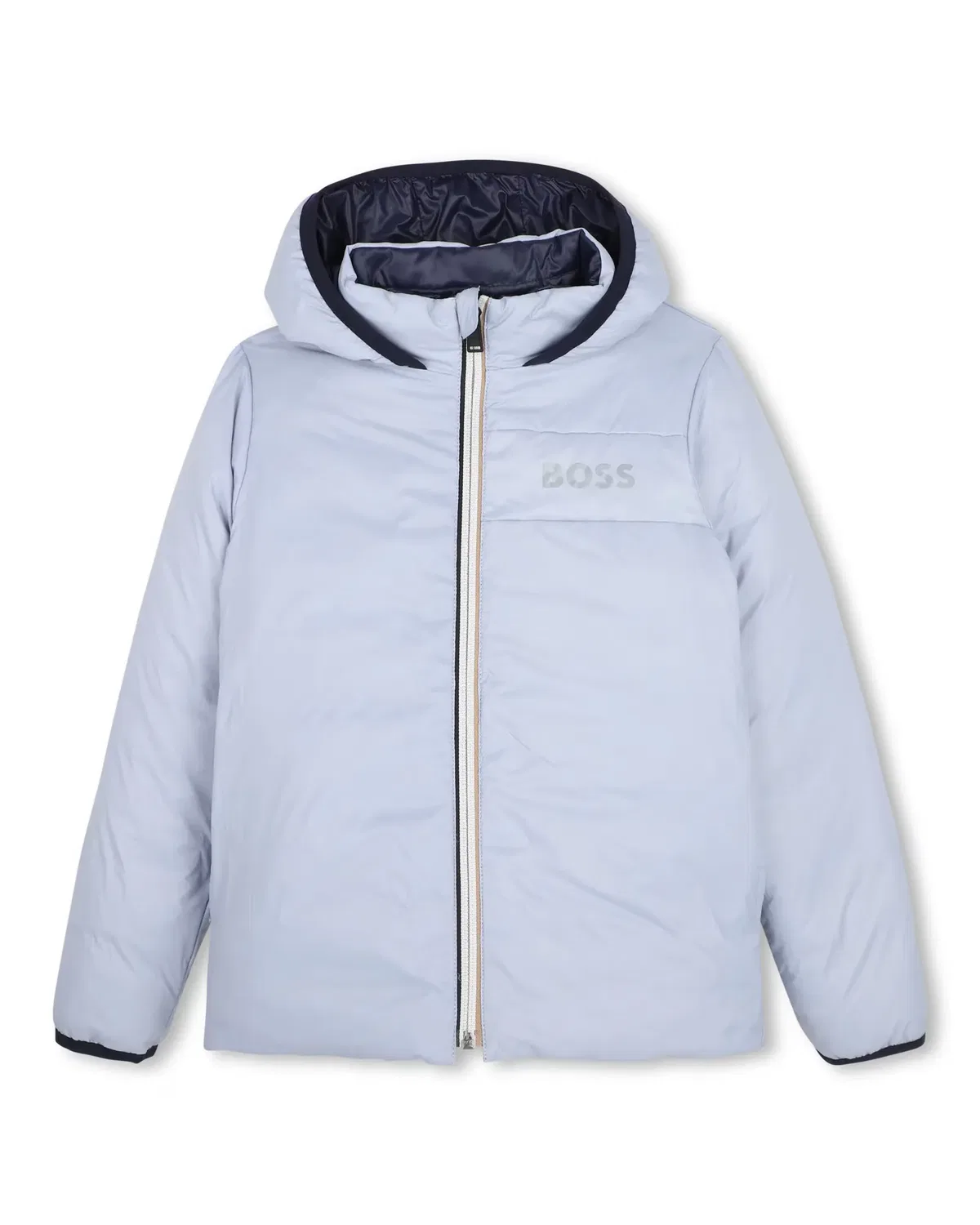 Детское пальто для мальчиков стеганое реверсивное BOSS Kidswear, Azul Claro — фото 2