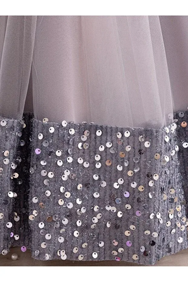 Детское платье для девочек с коротким рукавом Dharma flower model Mashotrend, Gray — фото 3