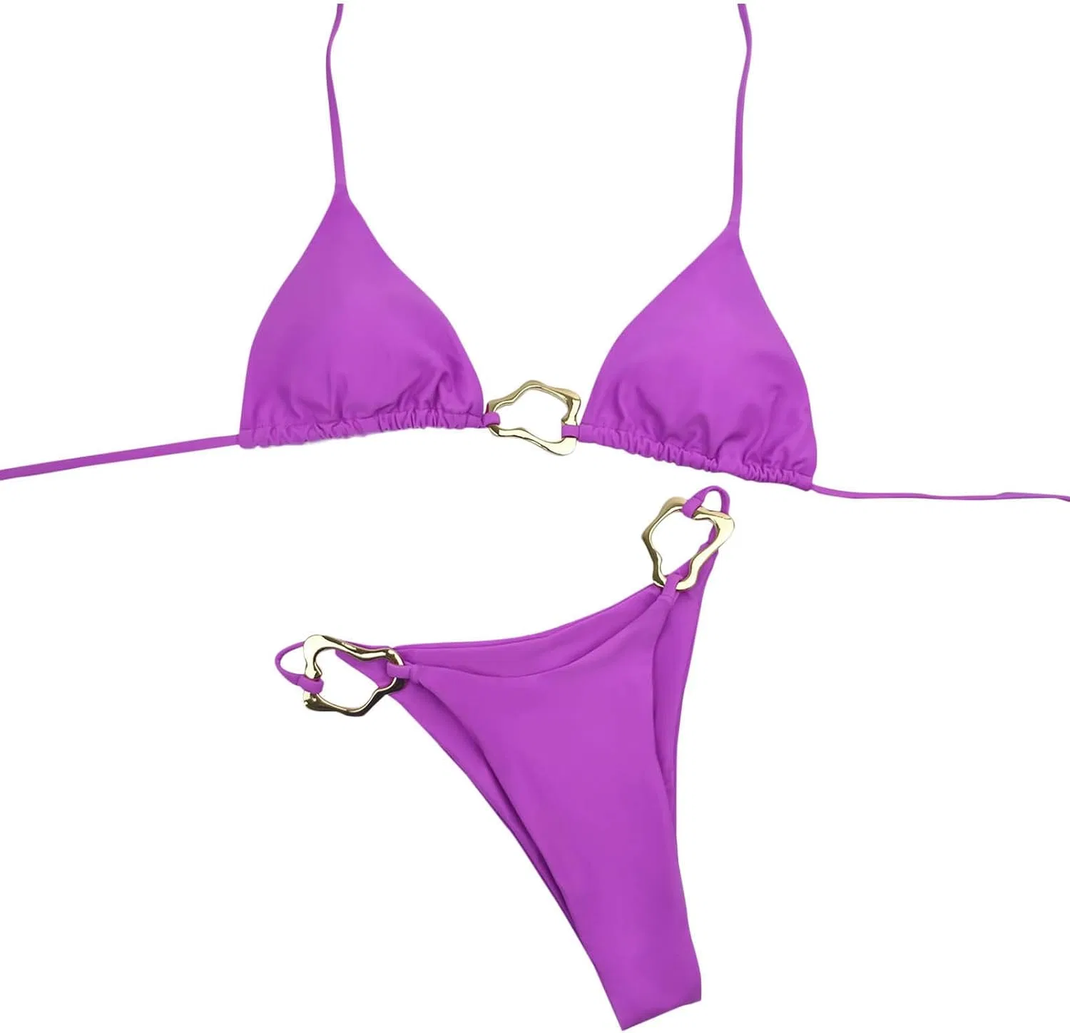 Женский бикини-комплект с металлическими кольцами, Purple