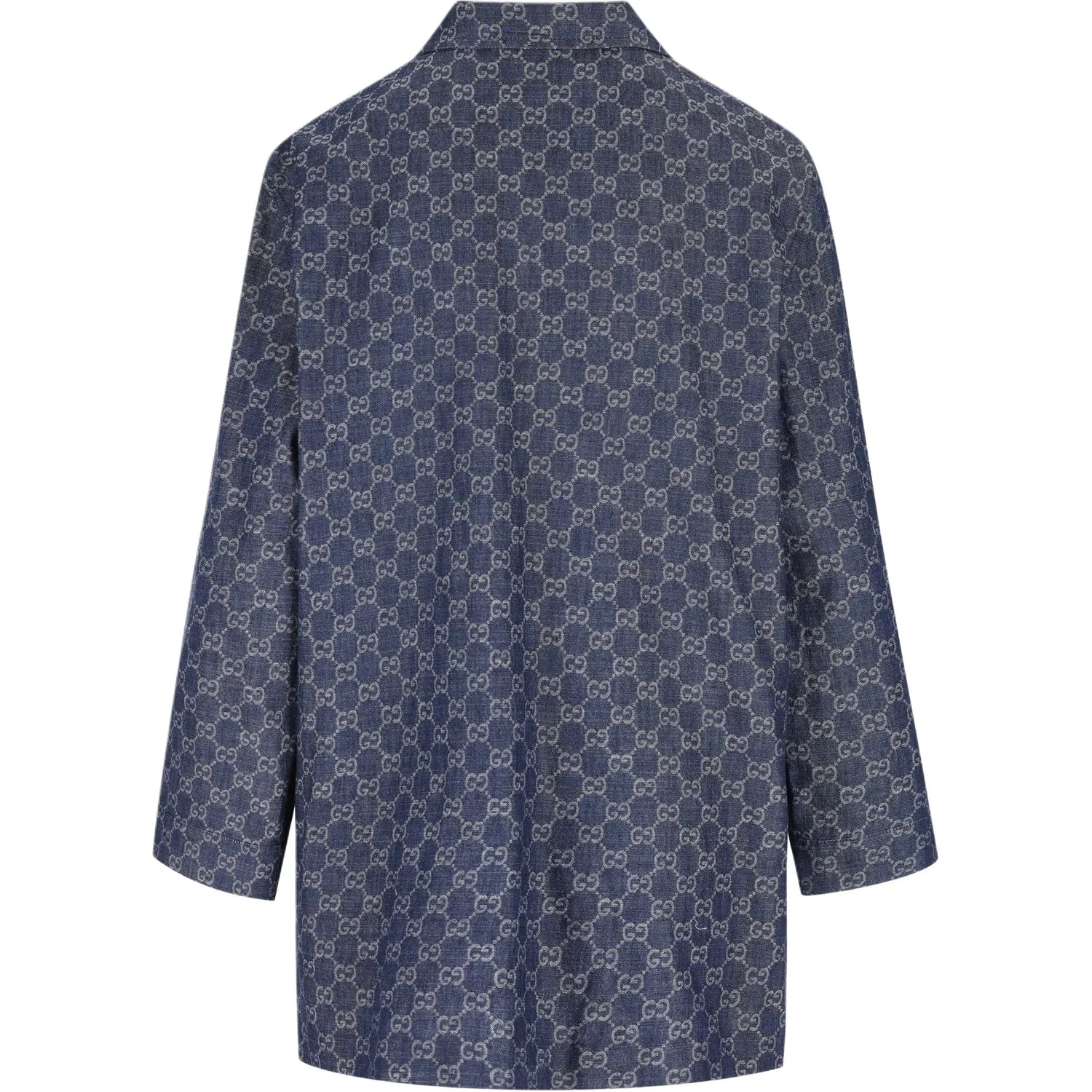 Женское пальто с воротником-кубинка, прямого кроя, GUCCI, Blue — фото 3