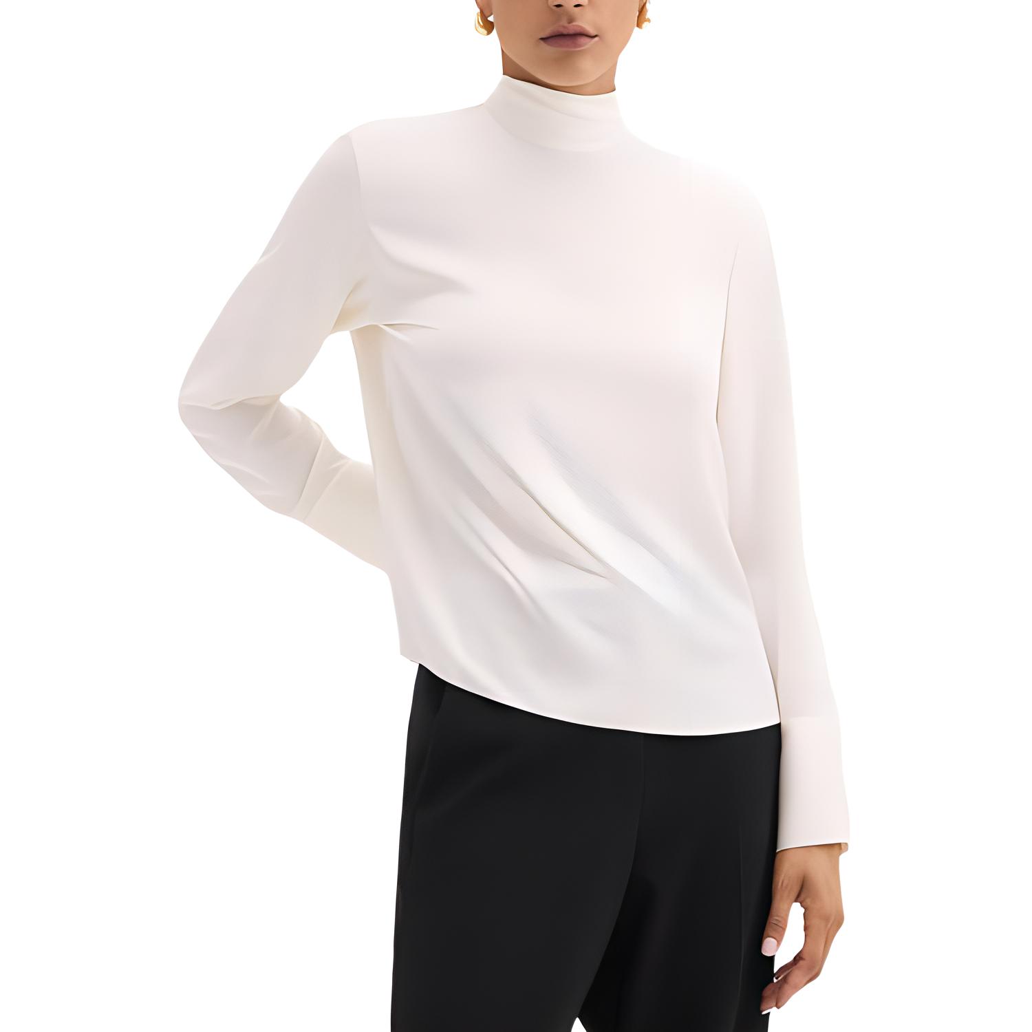 

Рубашка Tie Neck Relaxed Long Sleeved Top THEORY, слоновая кость