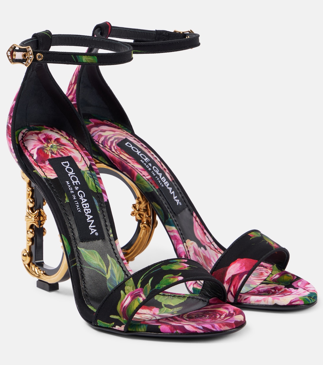 DG кожаные сандалии с цветочным принтом Dolce&Gabbana, ROSA ANTICA F.NERO