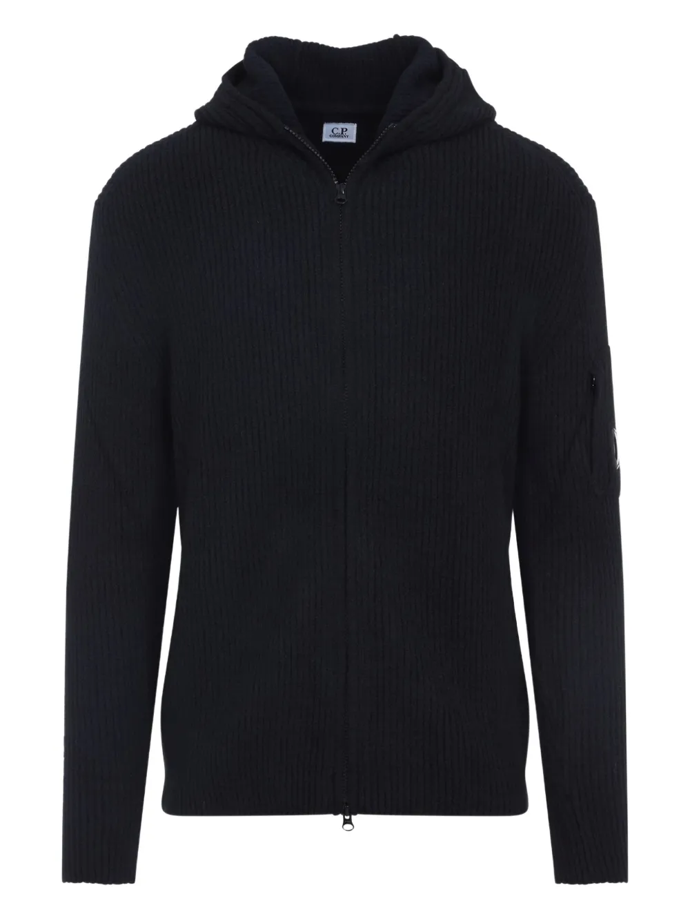 

Капюшонный кардиган в рубчик на молнии C.P. Company, синий