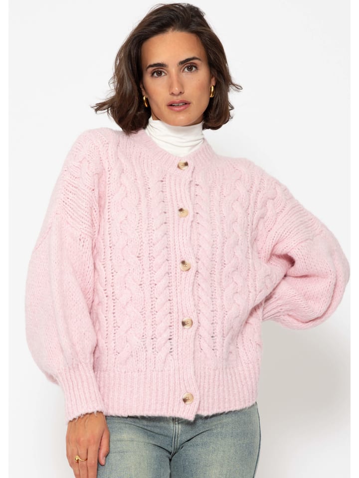 

Кардиган SASSYCLASSY Strickjacke mit Zopfmuster, розовый