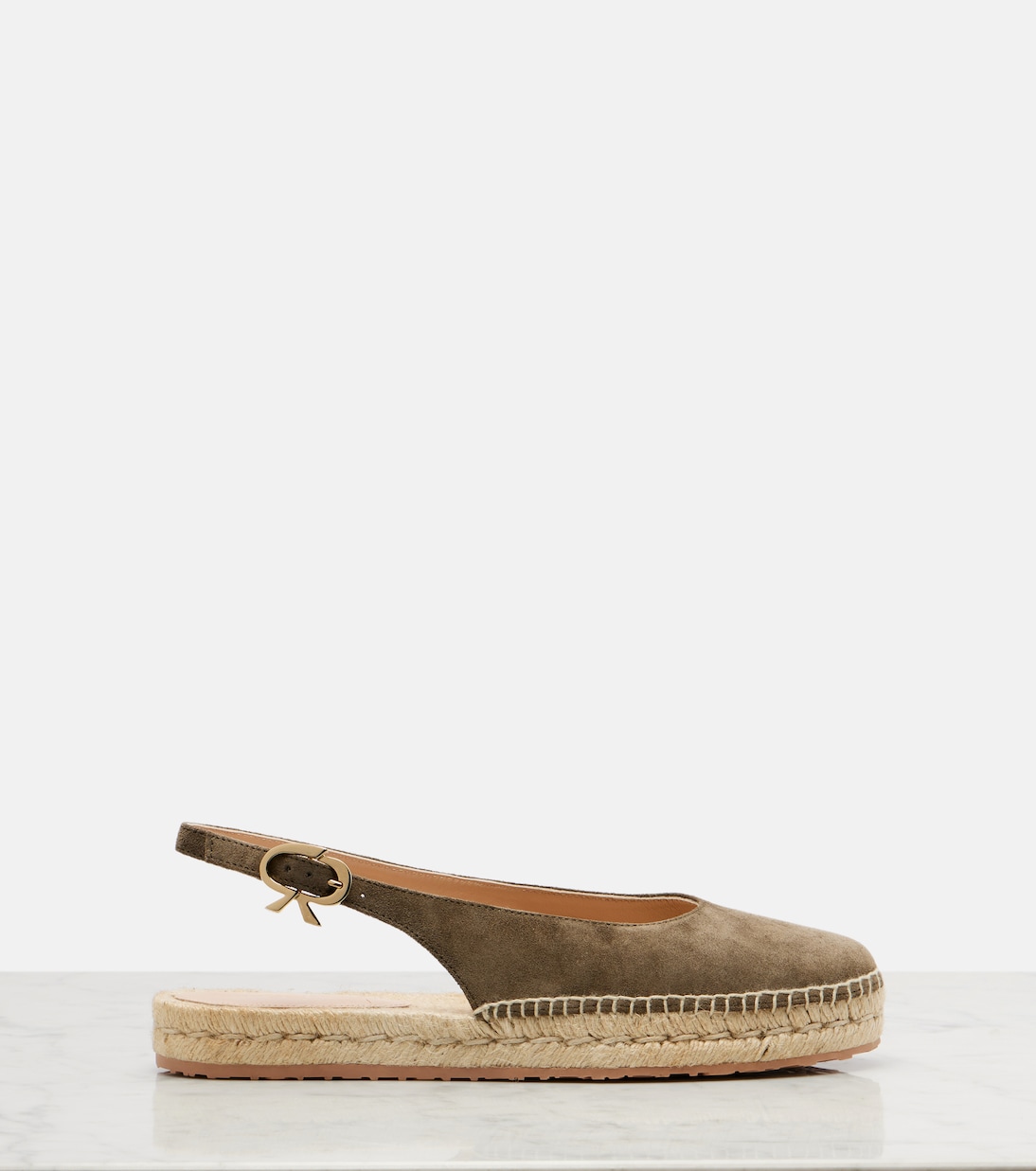 Паз замшевые сланцы на шлейках с эспадрильями Gianvito Rossi, Dark Olive+Naturale — фото 4