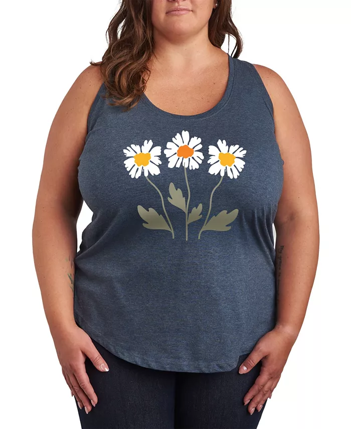 

Ретро Графический Топ с Ромашками Plus Size Hybrid Apparel, синий
