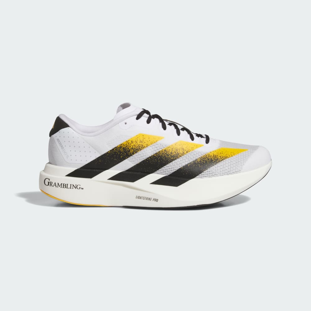 

Кроссовки Adidas Grambling State Tigers adizero Evo SL, цвет Cloud White/Core Black/Team Colleg Gold