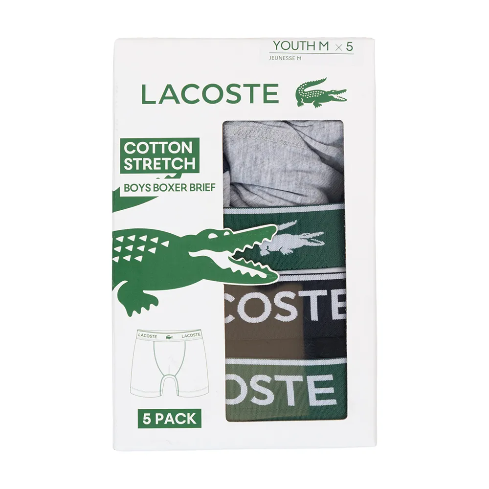 Детские однотонные боксеры Lacoste, 5 штук Lacoste kids, черный — фото 3