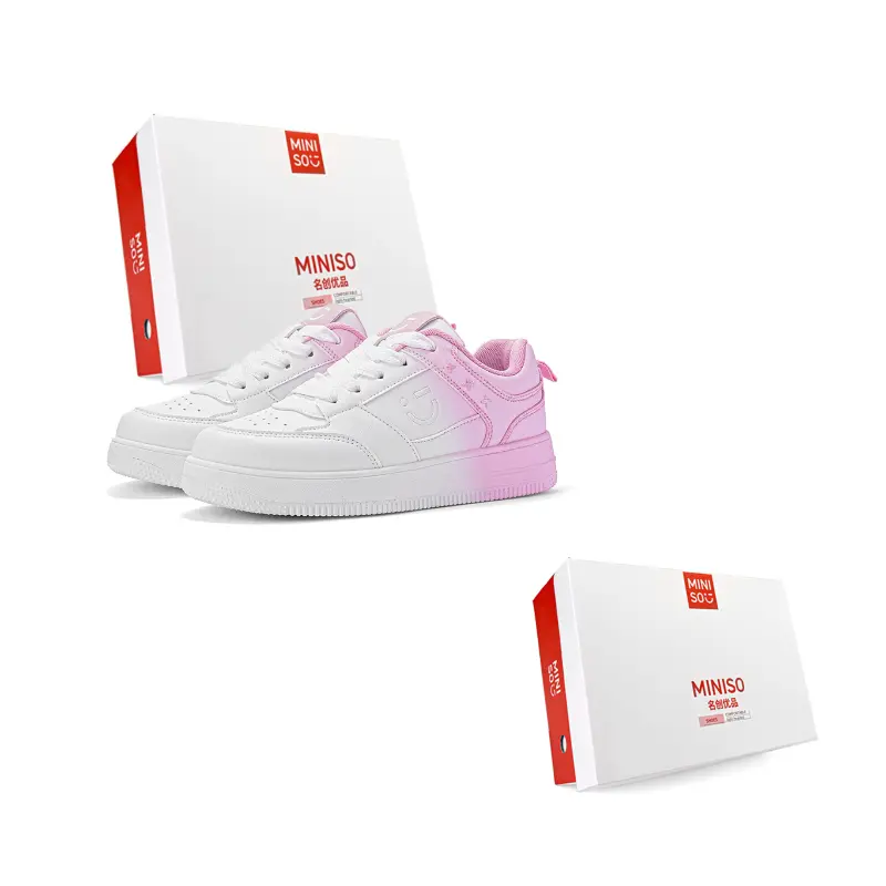 

MINISO Низкие скейтерские кроссовки унисекс бело-розовые, цвет White Pink