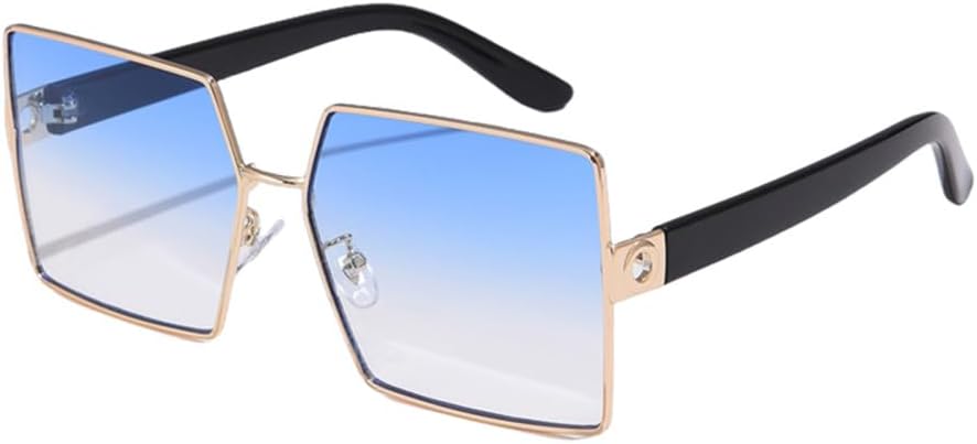 

Большие солнцезащитные очки для женщин, винтажные металлические солнцезащитные очки для мужчин, ретро-очки с плоской верхней частью, защита от ультрафиолета UV400 HDUBFY, Blue