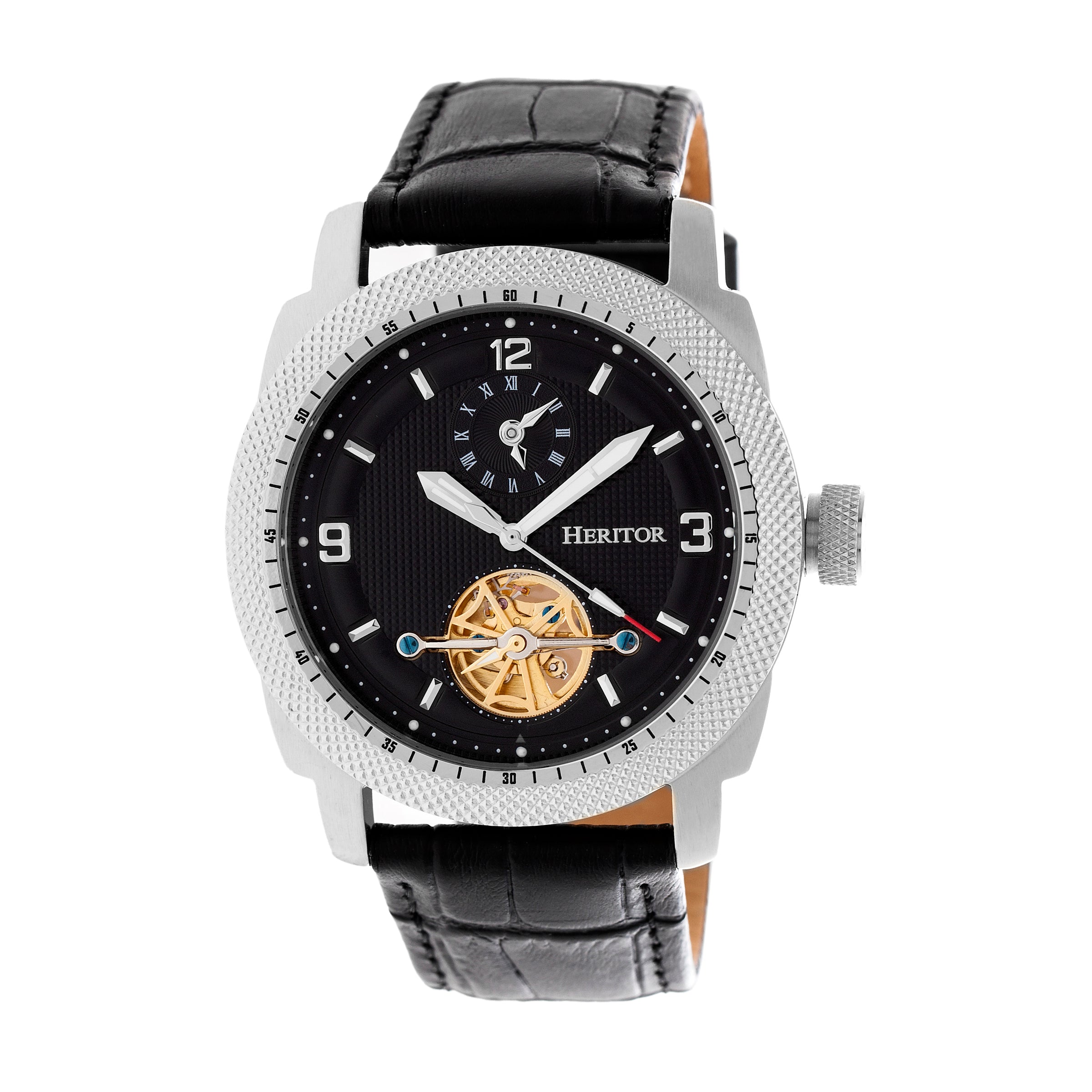 

Часы Helmsley Semi-Skeleton с кожаным ремешком Heritor Automatic, серебряный