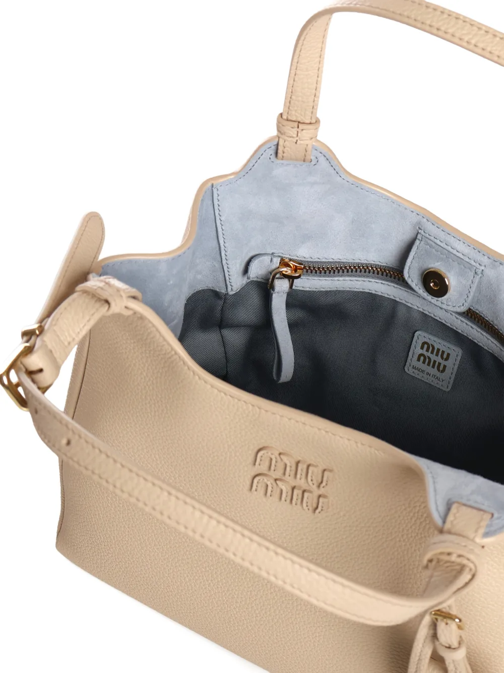 Сумка-тоут с пряжкой Miu Miu, бежевый — фото 4
