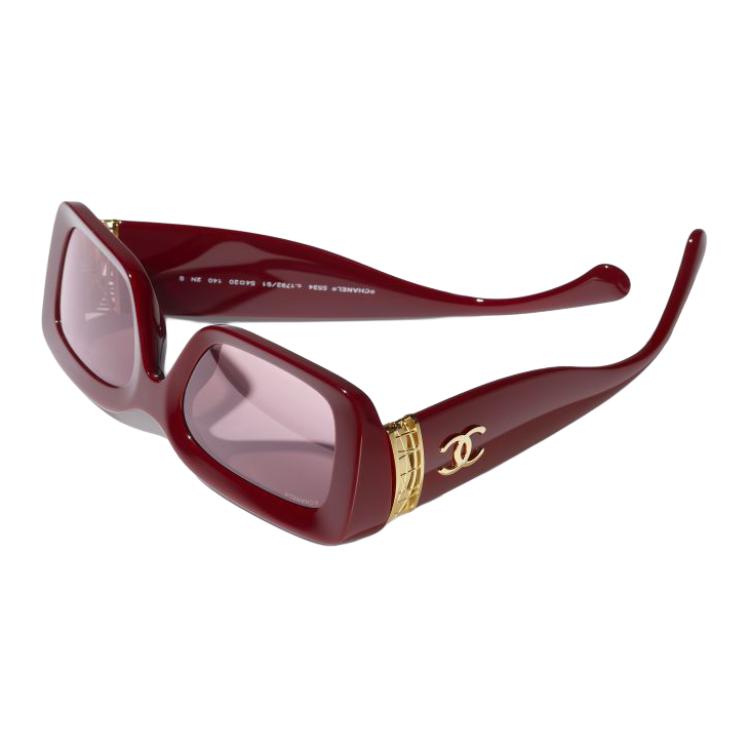 CHANEL Металлические ацетатные квадратные солнцезащитные очки Unisex Brown Red — фото 2