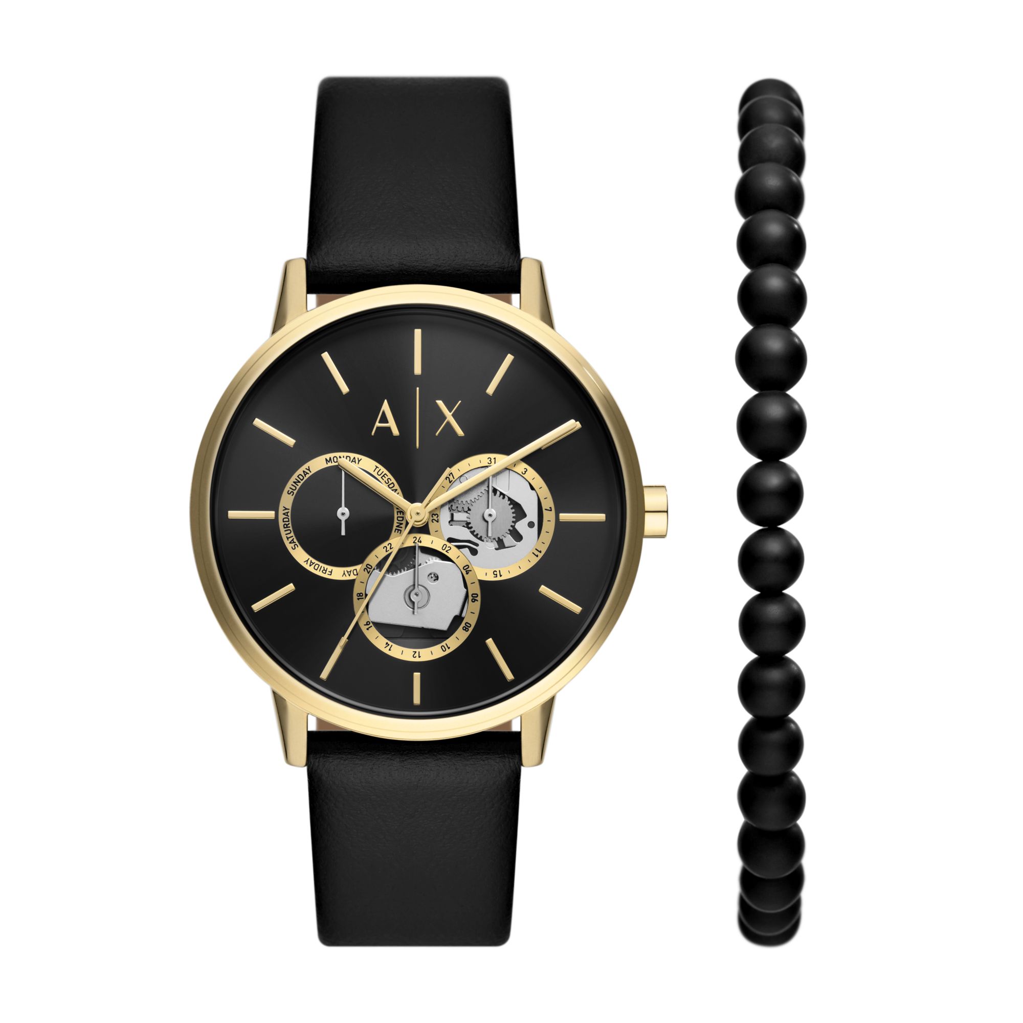

ARMANI EXCHANGE Часы AE ARMANI Wrist Watch Quartz Movement Leather Strap Black Dial Men's Watch, Black