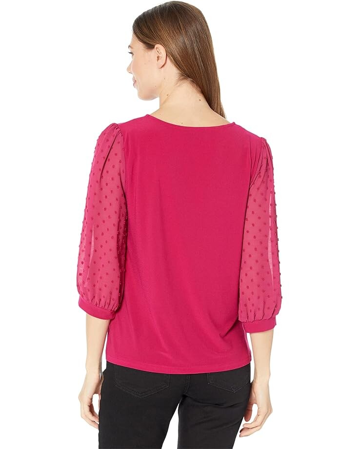 

Топ CeCe 3/4 Sleeve Clip Dot Knit Top, цвет Plumeria