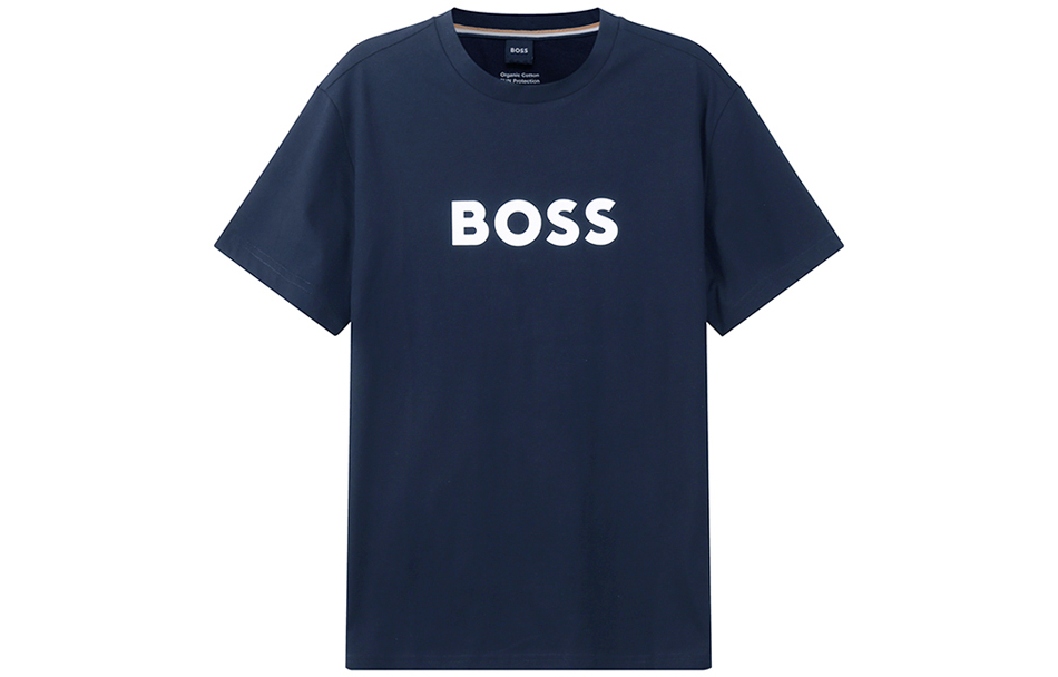 

Футболка с принтом логотипа Boss HUGO BOSS, темно-синяя