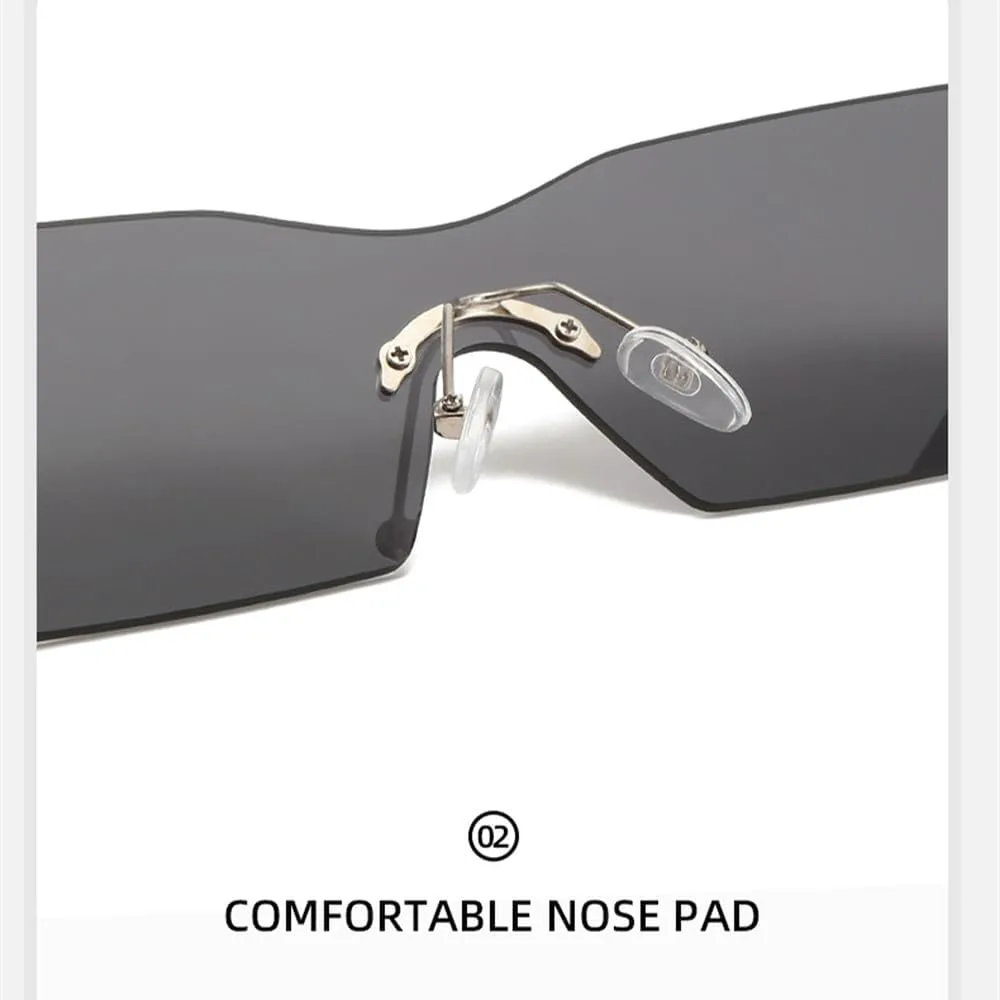 

Солнцезащитные очки LVTFCO Unibody без оправы для мужчин, женщин, мальчиков, модные, с заклепками, в стиле «футуристический ветер», солнцезащитные очки, Champagne