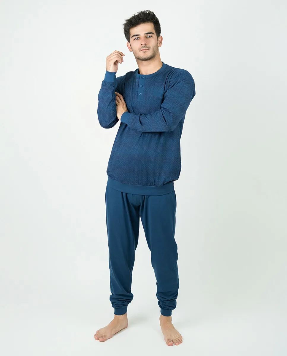 

Мужская пижама с воротником на планке Babelo, светло-голубой