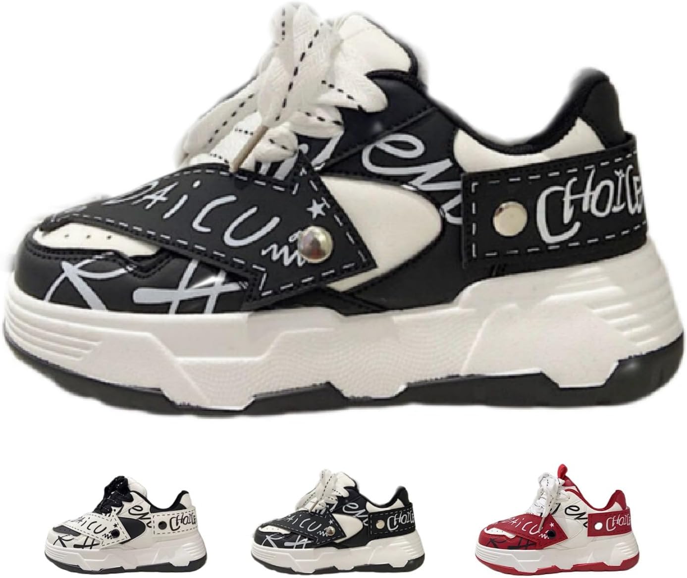 

Модные массивные кроссовки для женщин и мужчин, платформа Y2K с буквами, цветными блоками, уличная и повседневная спортивная обувь Macefil, черный