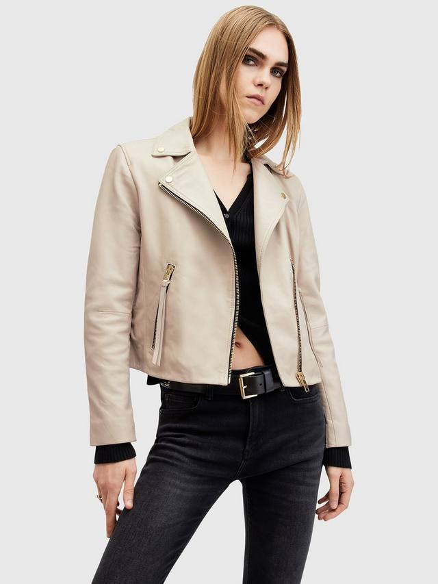 

Кожаная байкерская куртка dalby AllSaints, цвет Ivory White