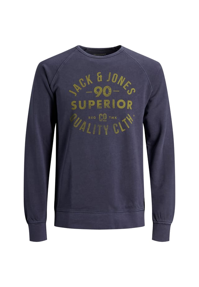 

Свитер джинсовый стираный пуловер без капюшона Jack & Jones, синий