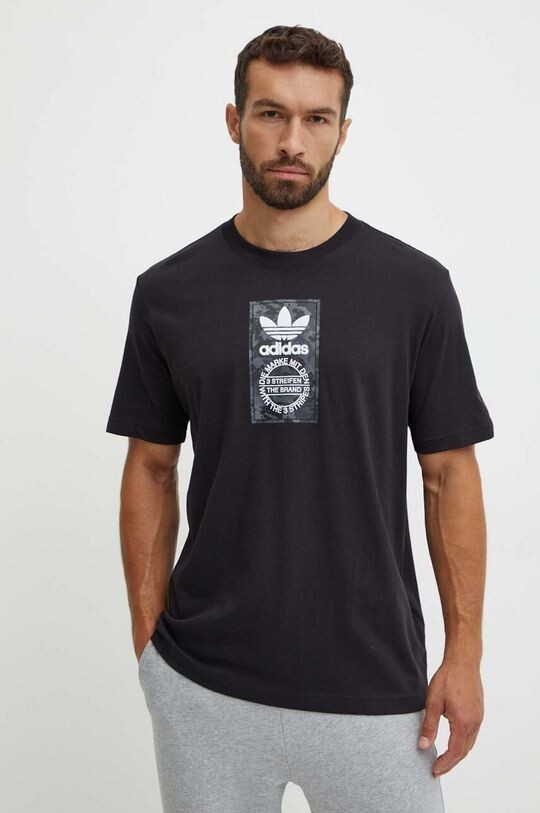 

Хлопковая футболка adidas Originals, черный