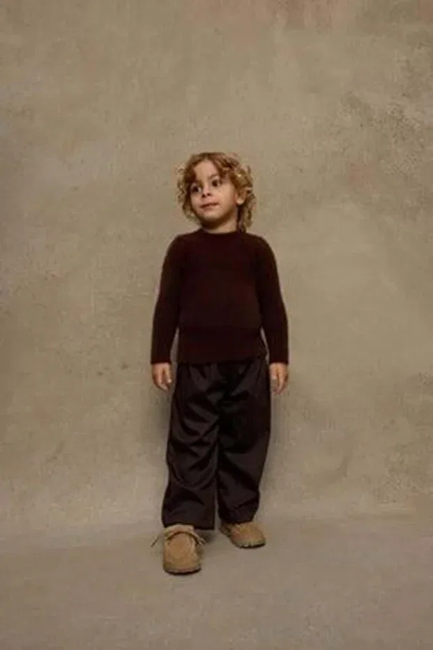 Детские брюки для девочек широкие с плиссе Fahhar Kids, Brown — фото 2