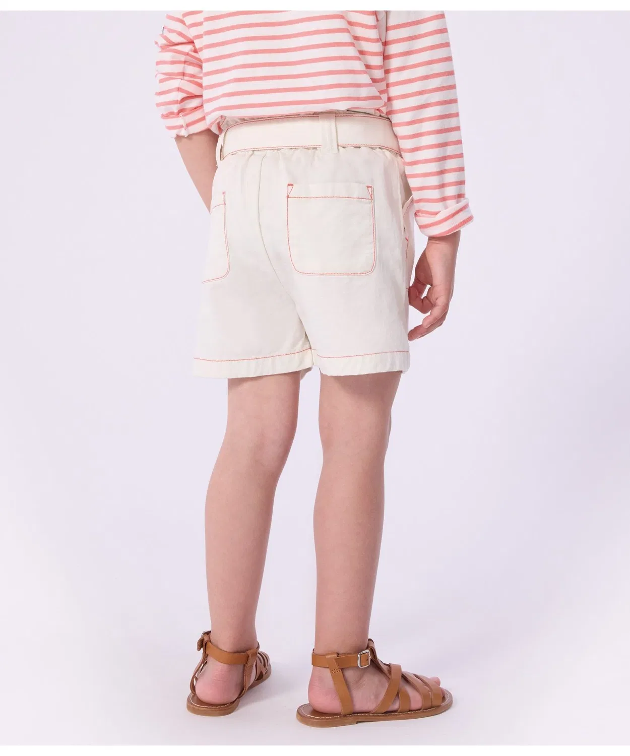 Детские шорты с поясом-бантом PETIT BATEAU, Off White — фото 3
