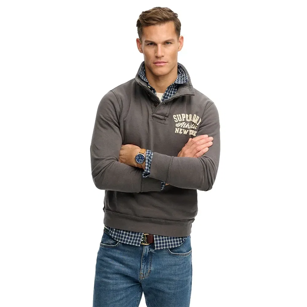 Свитшот Vintage Athletic Half Button Superdry, серый