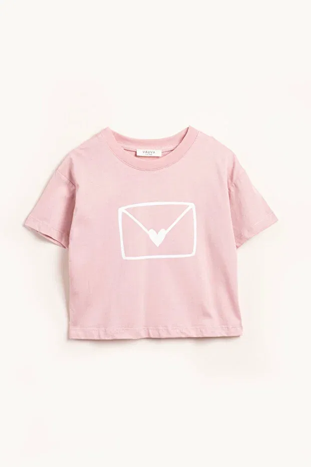 Детская футболка с принтом Oversize t-shirt printed Vauva, Pink