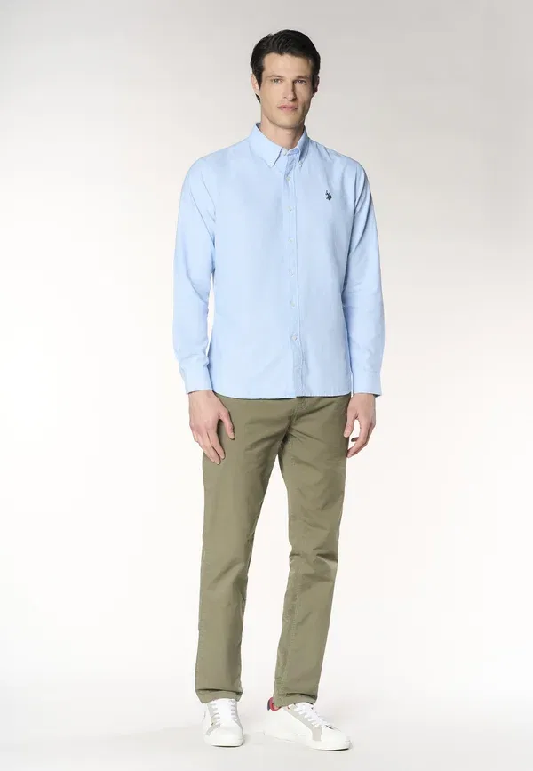 Рубашка из хлопка, модель Camicia da uomo slim fit in oxford pin point con colletto button down, U.S. Polo Assn., синий — фото 2