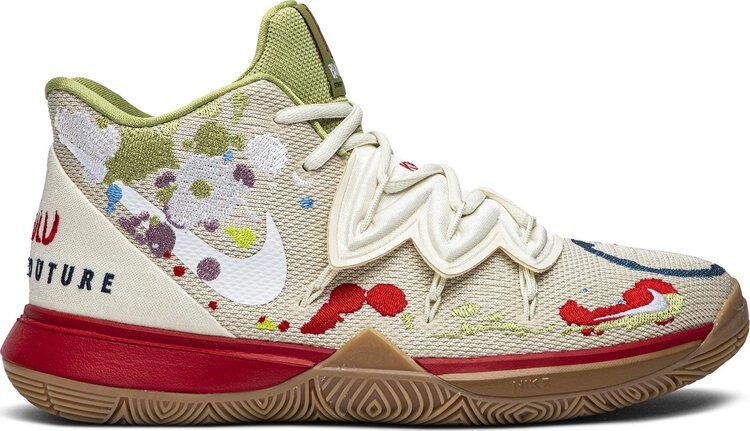 Кроссовки Nike Bandulu x Kyrie 5 GS 'Embroidered Splatters', кремовый — фото 2
